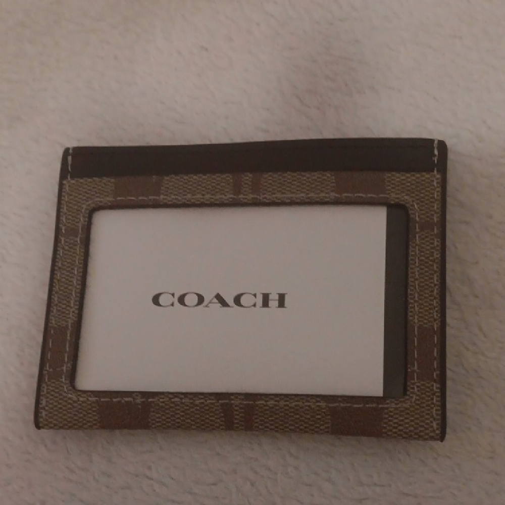 Coach Tan and Brown Card Holder - Picture 1 of 5